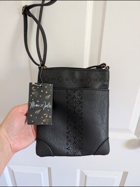 NWT Mimi & Jules Black Faux Leather Crossbody Bag